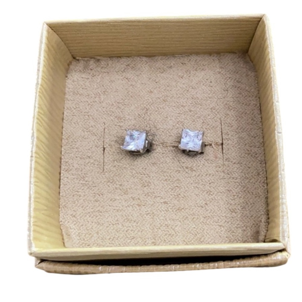 Square cut CZ earrings
